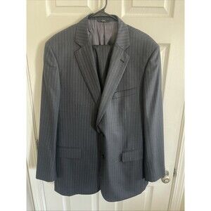 Brooks Brothers 346 Mens Wool Suit Dark Gray Blue Stripe Jacket 44L Pants 40x33